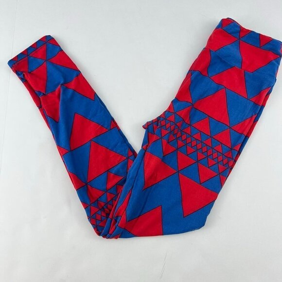 LuLaRoe  Leggings One Size NEW Red Blue Geometric - Picture 1 of 4